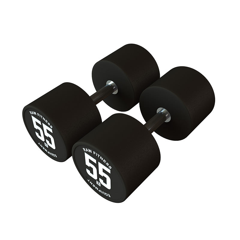 Black Dumbbell CPU Round - 55KG Pair - RAW Fitness Equipment