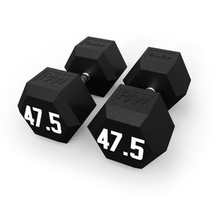 Dumbbell Rubber Hex V2 - 47.5KG Pair - RAW Fitness Equipment
