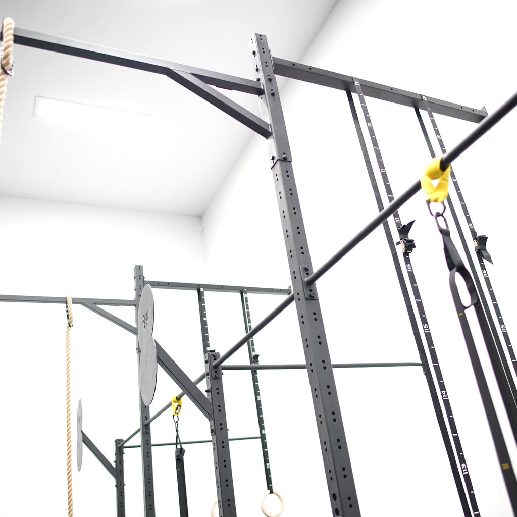 Titan free standing CrossFit rig with trawler arm and ring hang points — RAW Fitness Equipment Australia