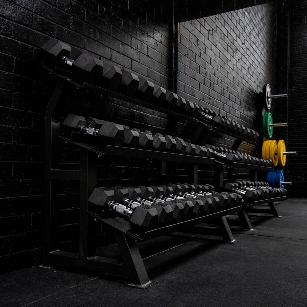 Rubber Hex Dumbbells 10kg Pair | Commercial Grade | RAW Fitness