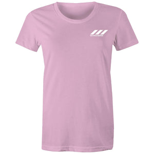 Stripe Logo Tee Light Pink Train Without Compromise Front - RAW Fitness Equipment