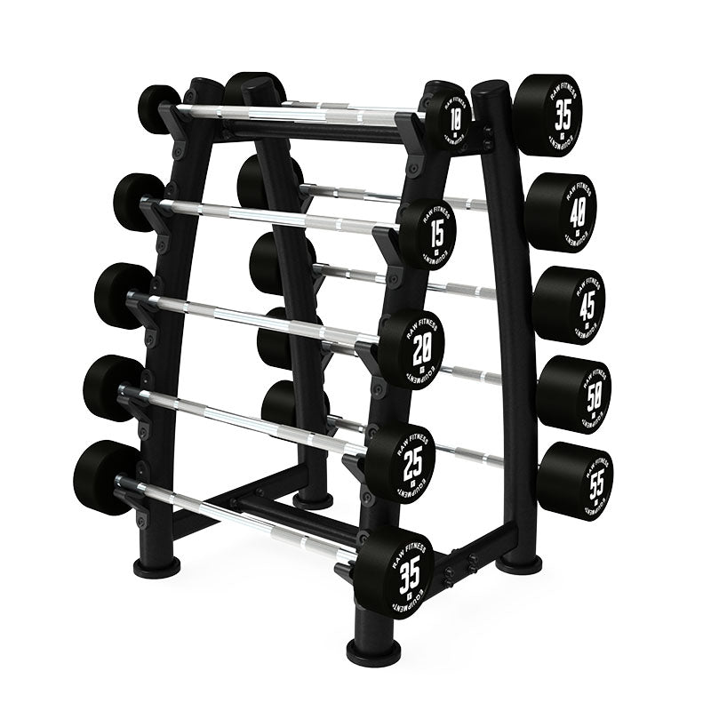 Fixed Straight CPU Barbell - 10 - 55KG Pack With Rack - RAW Fitness Equipment