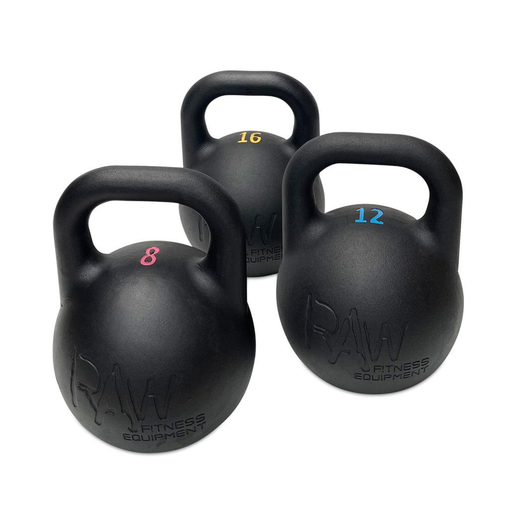 Kettlebell Competition Premium Black - 8 - 16KG Pack - RAW Fitness Equipment