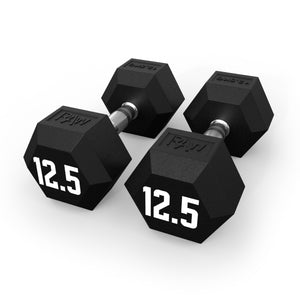 Dumbbell Rubber Hex V2 - 12.5KG Pair - RAW Fitness Equipment