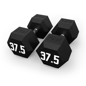 Dumbbell Rubber Hex V2 - 37.5KG Pair - RAW Fitness Equipment