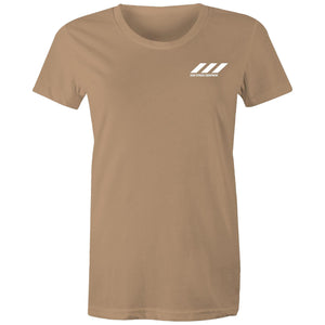 Stripe Logo Tee Tan Train Without Compromise Front - RAW Fitness Equipment